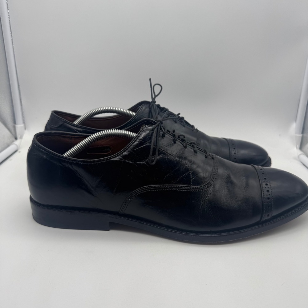 Mens‎ Black Leather Allen Edmonds Cap Toe Oxfords Dress Shoes